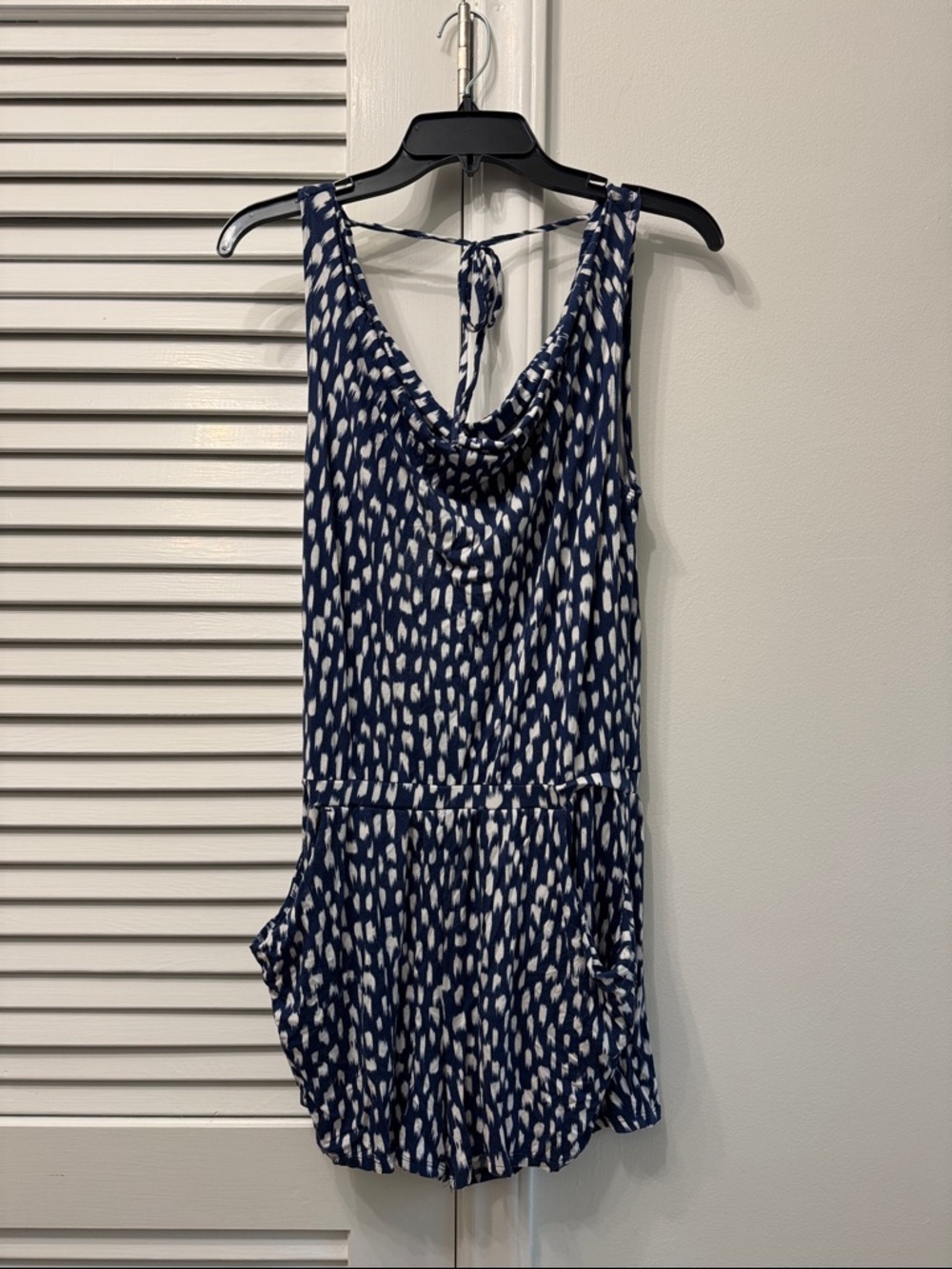 Three Dots Navy & White Printed Sleeveless Women’s Romper XSMALL